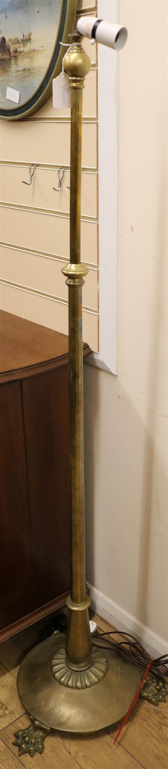 A brass standard lamp, H.145cm